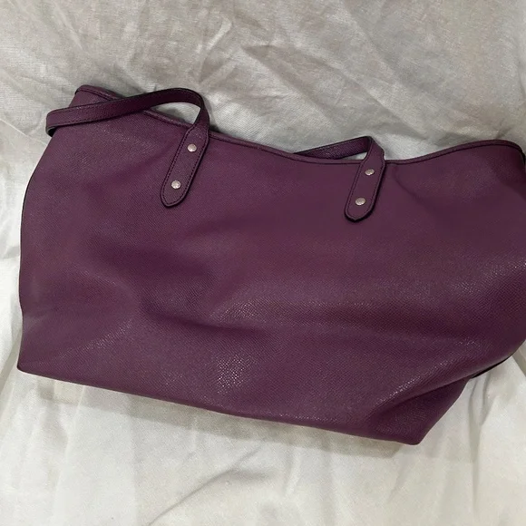 Coach City Tote bag in purple crossgrain or Saffiano leather - Picture 2 of 5